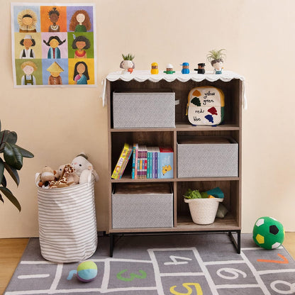 Storage Baskets for Shelves, Fabric Storage Bins with Handles, Collapsible Storage Boxes, Closet Storage Bins, Organizers and Storage, Gray, Large, 3-Pack