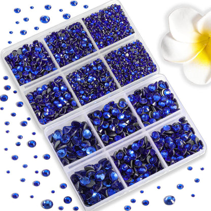 6736pcs Hotfix Rhinestones Flatback,Royal Blue Rhinestones for Crafts Clothes Mixed 5 Sizes, Hotfix Crystals with Tweezers and Wax Pencil Kit, SS6-SS30,Sapphire