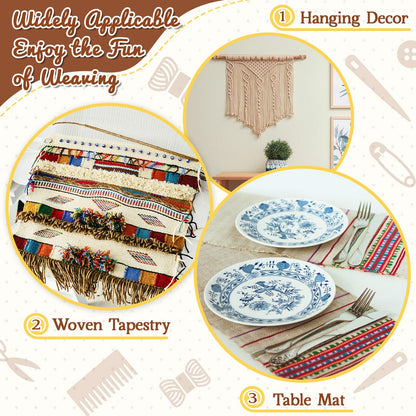 7 Pcs Weaving Loom Kit Small Weaving Loom for Beginners Wooden DIY Arts and Crafts with Wooden Stick,Comb,Crochet Needle for Adults Beginners Lovers Mother's Day Father's Day Birthday Gifts