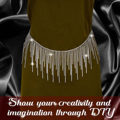 Rhinestone Fringe Rhinestone Fringe Belt Beaded Ribbon Diamond Tassel Chain for Jeans Clothing Accessories DIY Decoration