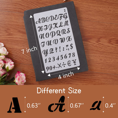 Letter Stencils - 12 Pack, 4 x 7 Inch, Reusable Plastic Alphabet Stencils for Bullet Journaling, Scrapbook Decor & DIY Craft Projects