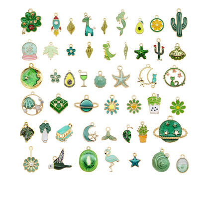 30pcs Mixed Enamel Green Theme Charms Pendants for Jewelry Making Bulk lot Necklace Earrings Bracelet Craft Findings