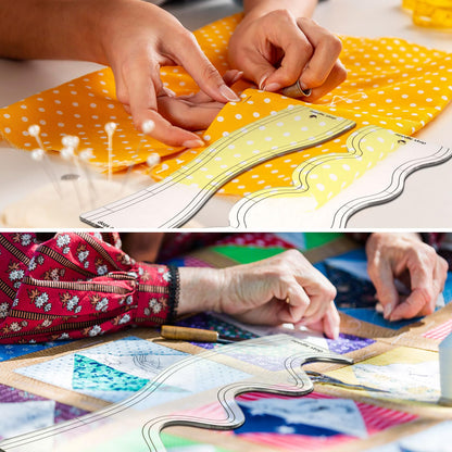 5 Pcs Quilting Ruler and Templates 10.24 Inches Waves Ruler Acrylic Quilting Templates for Machine Quilting Free Motion Quilting Stencils Wavelengths Sewing Rulers for Patchwork Splicing