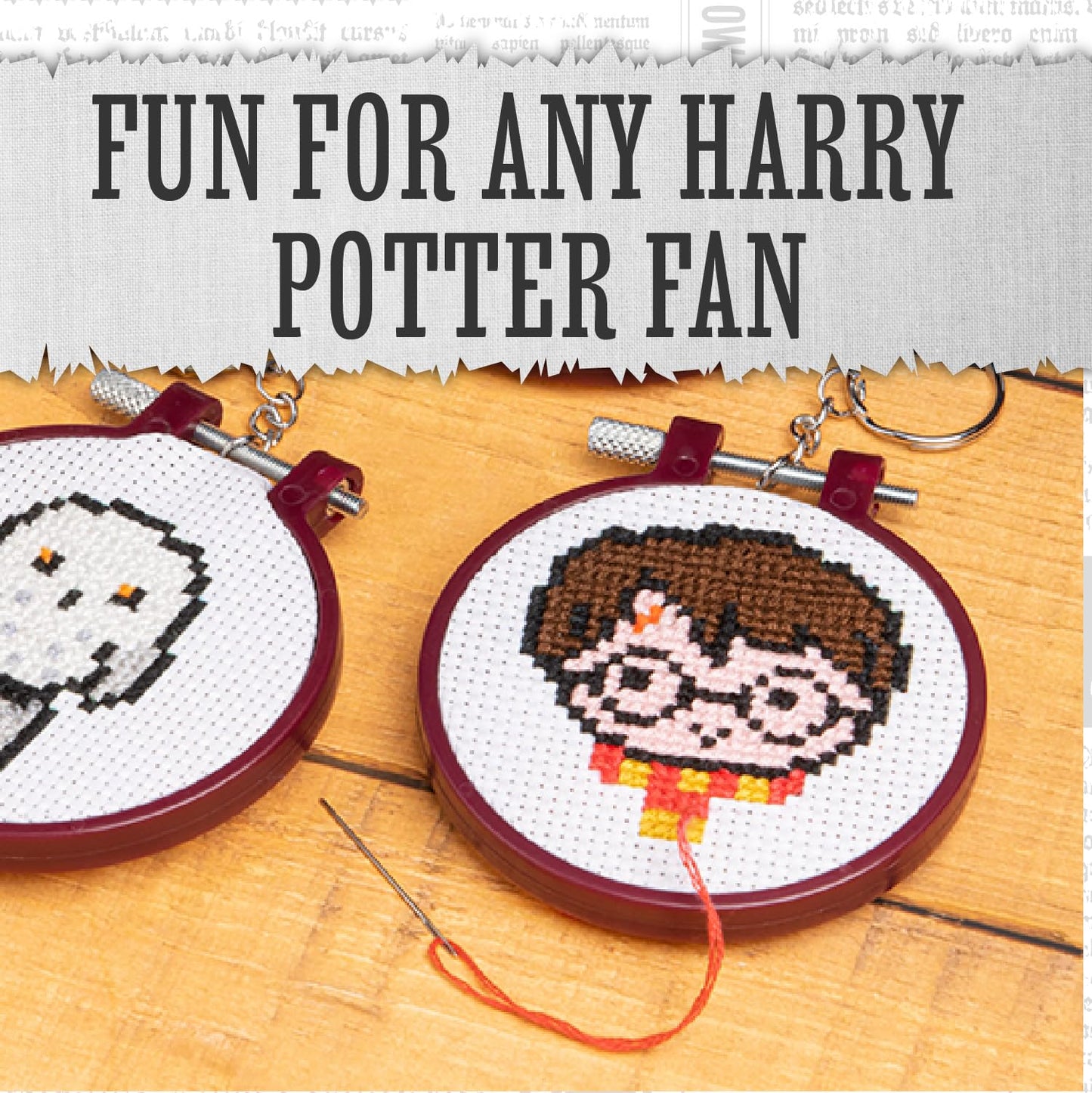 Harry Potter Stamped Cross Stitch, Embroidery Kit - Officially Licensed Wizarding World Merchandise, Easy Craft Activity for Movie Fans, Starter Kit for Needlework Beginners