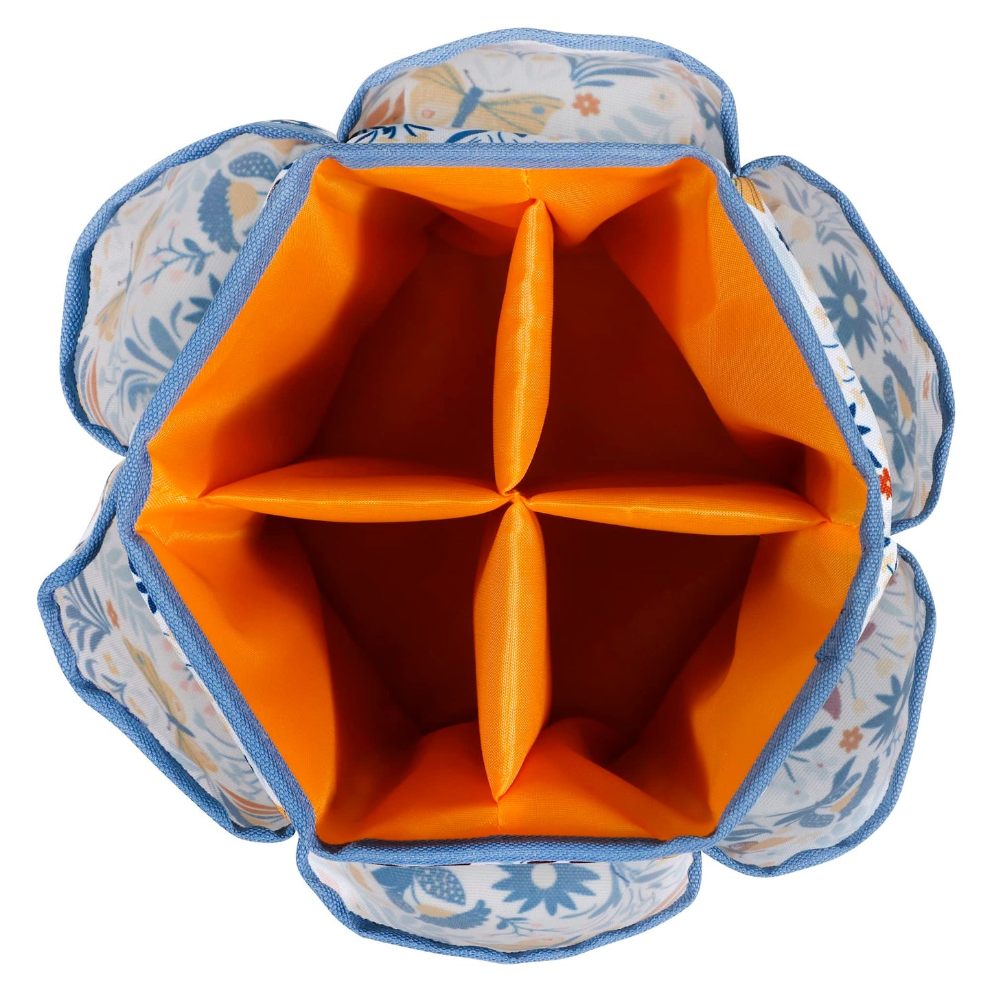 360 Degree Rotating Organizer for Tabletop, Counter, Storage, Sewing Supplies, Art Supplies with Compartments, Butterfly Floral Print