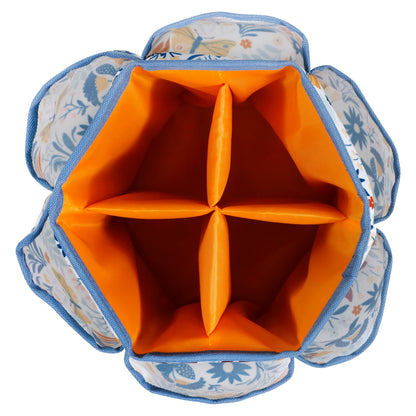 360 Degree Rotating Organizer for Tabletop, Counter, Storage, Sewing Supplies, Art Supplies with Compartments, Butterfly Floral Print