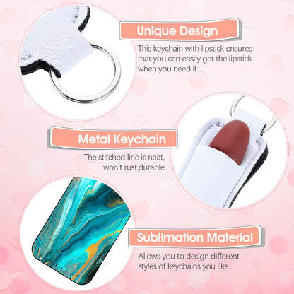 20 PCs Sublimation Lipstick Holder Keychain Bulk Blank Lipstick Neoprene Clip-on Sleeve Travel Key Ring Holder