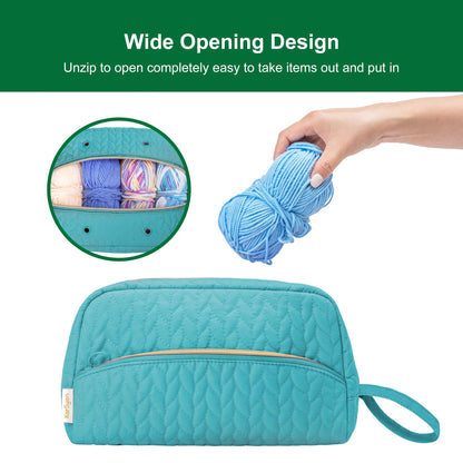 Crochet Yarn Bag Knitting Bag Storage for Crocheting Accessories Crochet Hook Case Organizer Gift for Crochet Lovers (Teal), K3201