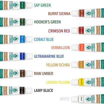 12 Acrylic Paints, 6 Paint Brushes for Acrylic Painting, 3 Painting Canvas Panels - Premium Art Supplies for Adults Canvas Painting