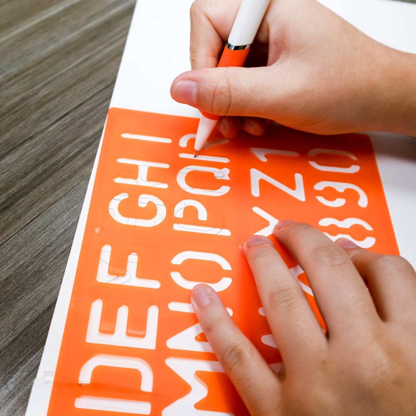 Letter Stencil Sets, Sizes 8 10 20 30 mm, Letters Number Mathematics Sign, Clear Plastic Stencils, 1-Pack