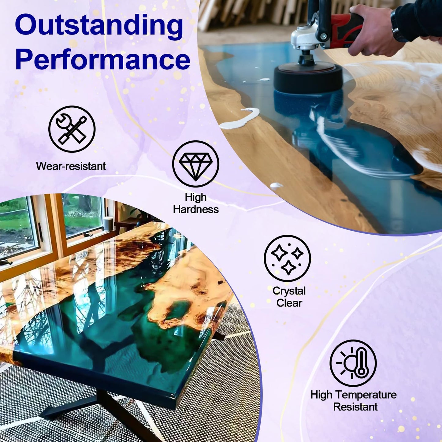 Crystal Clear Epoxy Resin Kit 16oz, Bubble-Free, Anti-Yellowing, Self Leveling Easy Mix 1:1 Coating and Casting Resin for Table Top, Molds, Tumbler Crafts, Painting, Jewelry, DIY Gifts