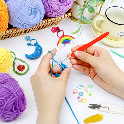Crochet Yarn Kit for Beginners Adults and Kids, Includes 1650 Yards 30 Colors Acrylic Skeins, User Manual, Hooks, Wine Bag etc, Make Amigurumi & Projects, Starter Set Professionals