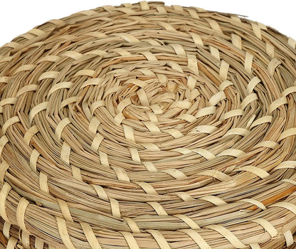 Set of 3 Small Wicker Basket with Lid, Round Woven Seagrass Baskets, Little Handmade Rattan Storage Basket Box for Shelf, Home, Bathroom Decor