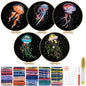 Embroidery Kit for Adults, 5 Sets Jellyfish Embroidery Kit for Beginners Include Embroidery Cloth Hoops Threads for Craft Lover Hand Stitch with Embroidery Skill Techniques