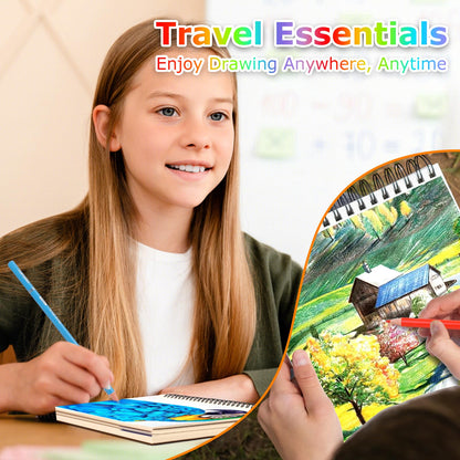 9" x 12" Sketch Book, 2-Pack 50 Sheets Spiral Bound Art Sketchbook, Acid Free Artist Drawing Book Paper, Art Supplies for Adults Kids, Craft Activities, Sketch Paper for Drawing Coloring Sketching