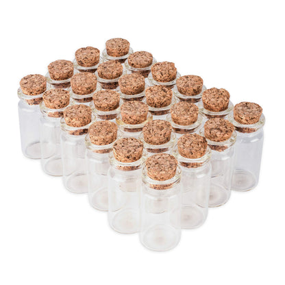 Outlet Mini Clear Glass Jars Bottles with Cork Stoppers for Arts & Crafts, Projects, Decoration, Party Favors - Size: 1-1/2" Tall X 3/4 Inches Diameter (24 Count)