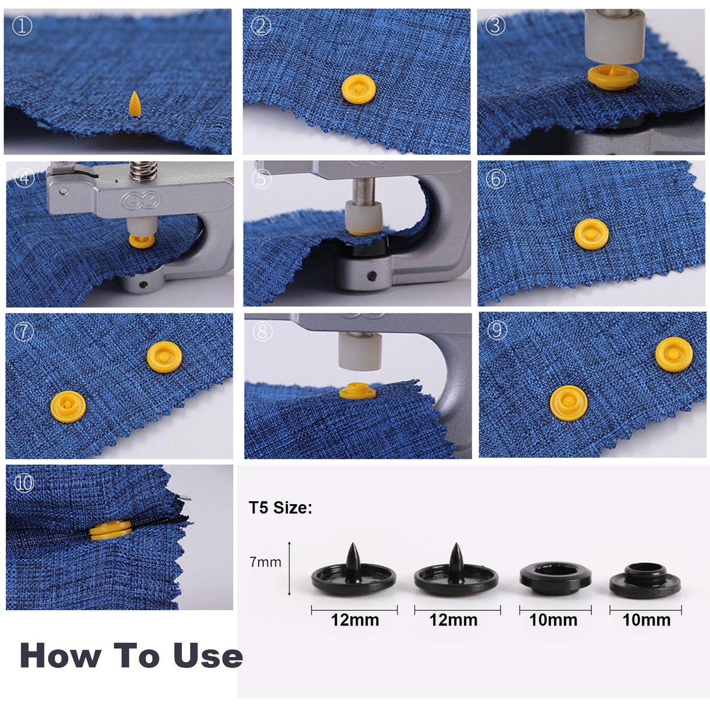 1440Pcs Plastic Snap Buttons No-Sew Snap Fasteners T5 Snaps with Snaps Pliers Kit for Clothing Sewing,Rain Coat,Bibs,Clothes Crafting(24 Colors,360Sets)