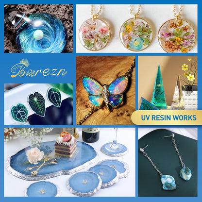 400g UV Resin Hard, Crystal Clear Premixed Resin for Jewelry Making and Crafting (100g x 4)