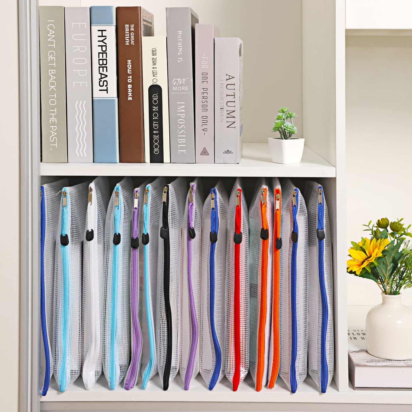 24pcs Mesh Zipper Pouch Bags, A4 Zipper Bags for Organizing Storage, Waterproof Zipper Pouches, Letter Size, File Bags for School, Toys, Puzzle, Board Games and Office Supplies