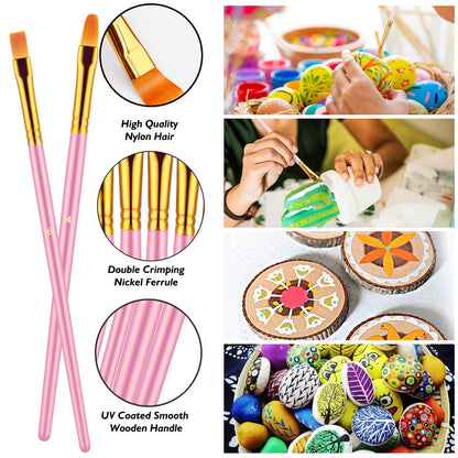 20 Pcs Paint Brushes for Acrylic Painting, Oil Watercolor Acrylic Paint Brush, Artist Paintbrushes for Body Face Rock Canvas, Kids Adult Drawing Arts Crafts Supplies, Pink