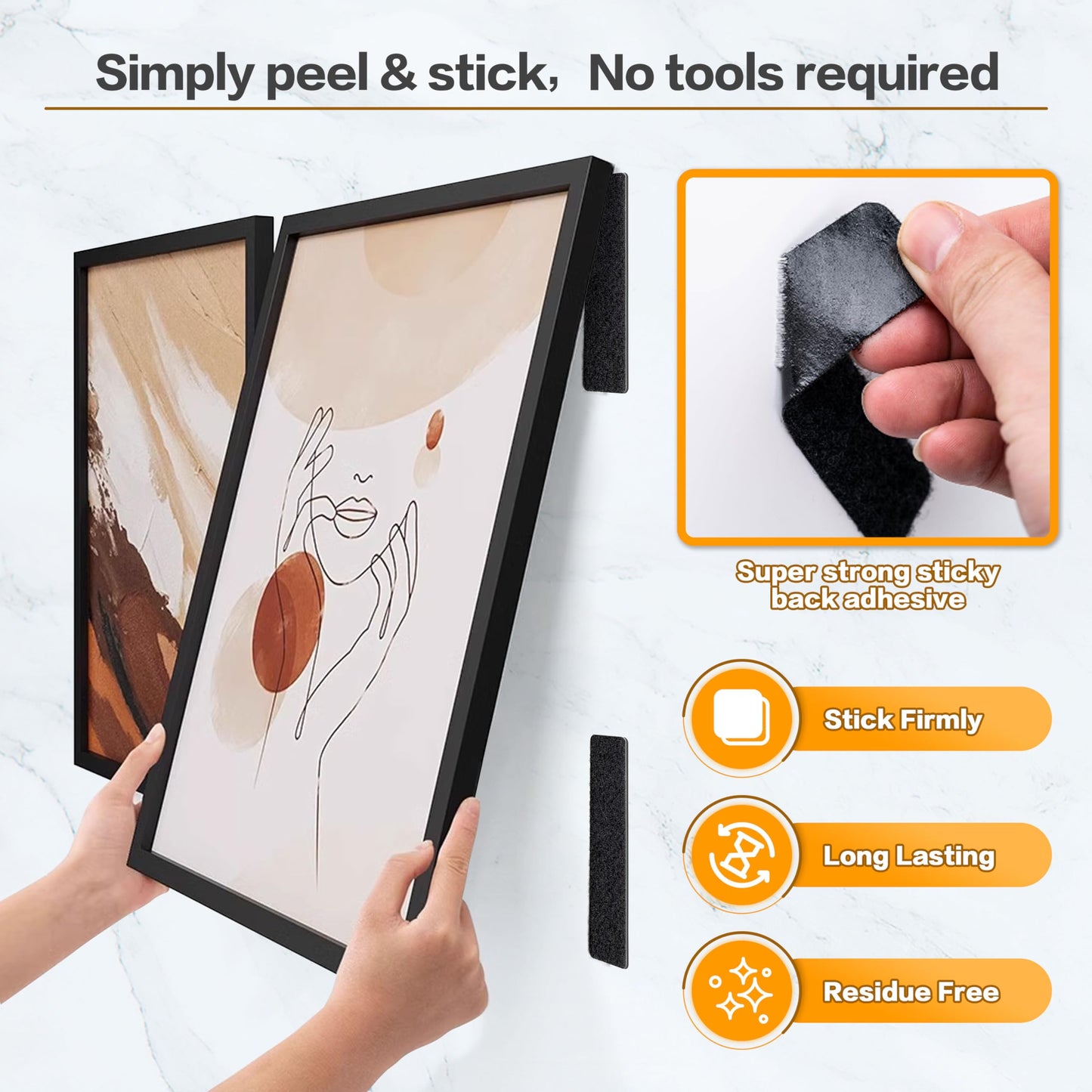 1x3 Inch Hook and Loop Strips, 20 Sets Nylon Self Adhesive Tape, Double Sided Strong Back Adhesive Tape and Dots for Office, Home and Crafting, Heavy Duty, Black