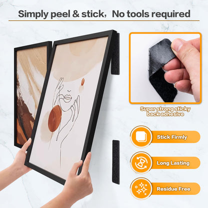 1x3 Inch Hook and Loop Strips, 20 Sets Nylon Self Adhesive Tape, Double Sided Strong Back Adhesive Tape and Dots for Office, Home and Crafting, Heavy Duty, Black