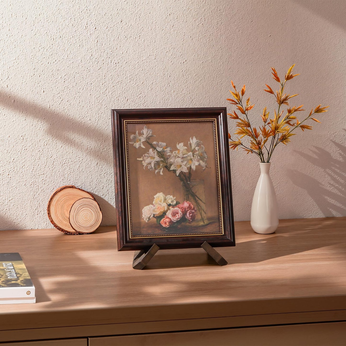 Plate Stand for Display - 6.5 Inch Plate Holder Display Stand, Wooden Picture Frame Holder, Decorative Table Top Easels