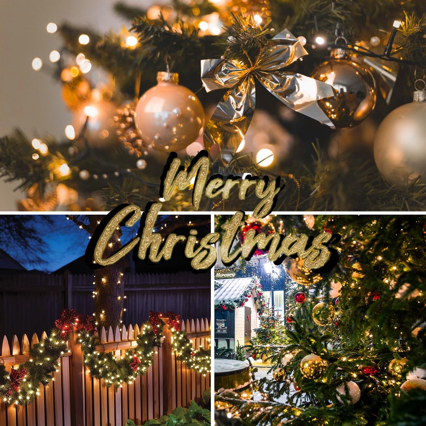 Extra-Long 95FT 240LED Christmas String Lights Outdoor/Indoor Waterproof, Timer & Memory & 8 Modes, Warm White String Lights Green Wire Tree Lights For Xmas Holiday Party Garden Tree Decorations