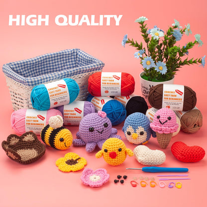 Beginners Crochet Yarn for Crocheting, Cotton Yarn for Crochet, 3 Pack×1.8 oz Amigurumi Yarn with Easy-to-See Stitches, Thick & Soft, Worsted Medium # 4 Yarn, Cotton-Nylon Blend-Orange/Green/Blue