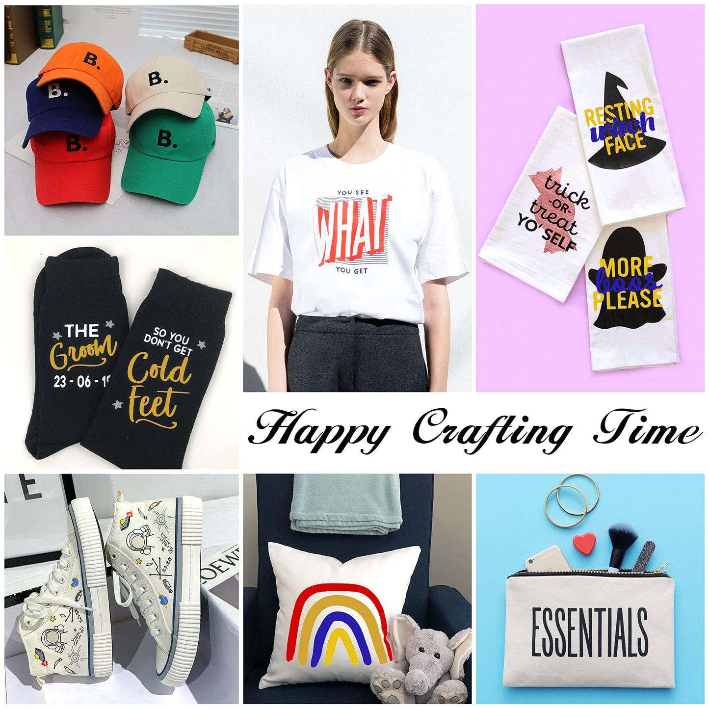 HTV Vinyl Rolls Heat Transfer Vinyl - 12" x 5ft White HTV Vinyl for Shirts, Iron on Vinyl for All Cutter Machine - Easy to Cut & Weed for Heat Vinyl Design (White)