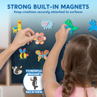 12 Wooden Magnet Creativity Arts & Crafts Painting Kit for Kids, Decorate Your Own Painting Gift for Easter Basket Stuffers, Birthday Parties and Family Crafts, Party Favors for Boys Girls