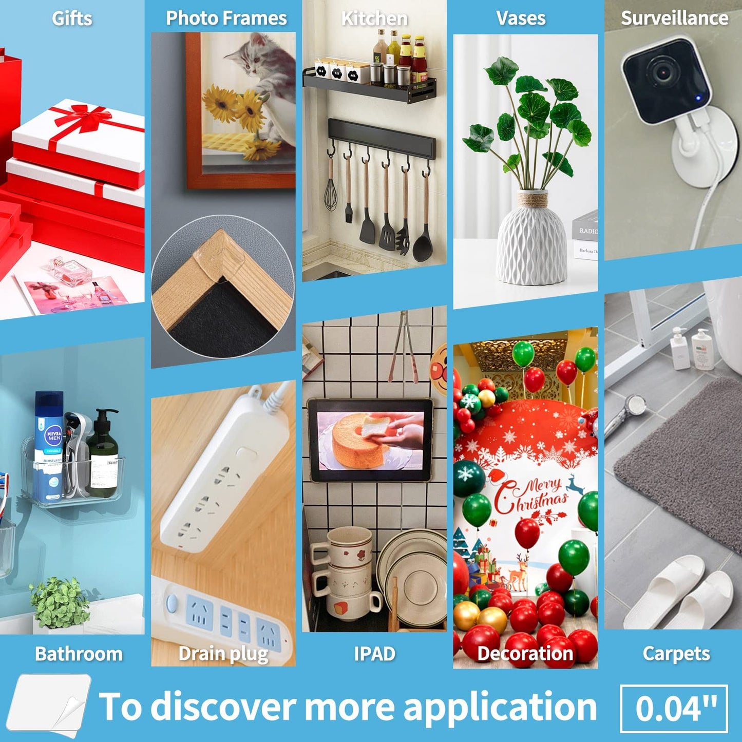 Double-Sided Mounting Tape (10FT), Multipurpose Removable Adhesive Foam Tape, Transparent, Household