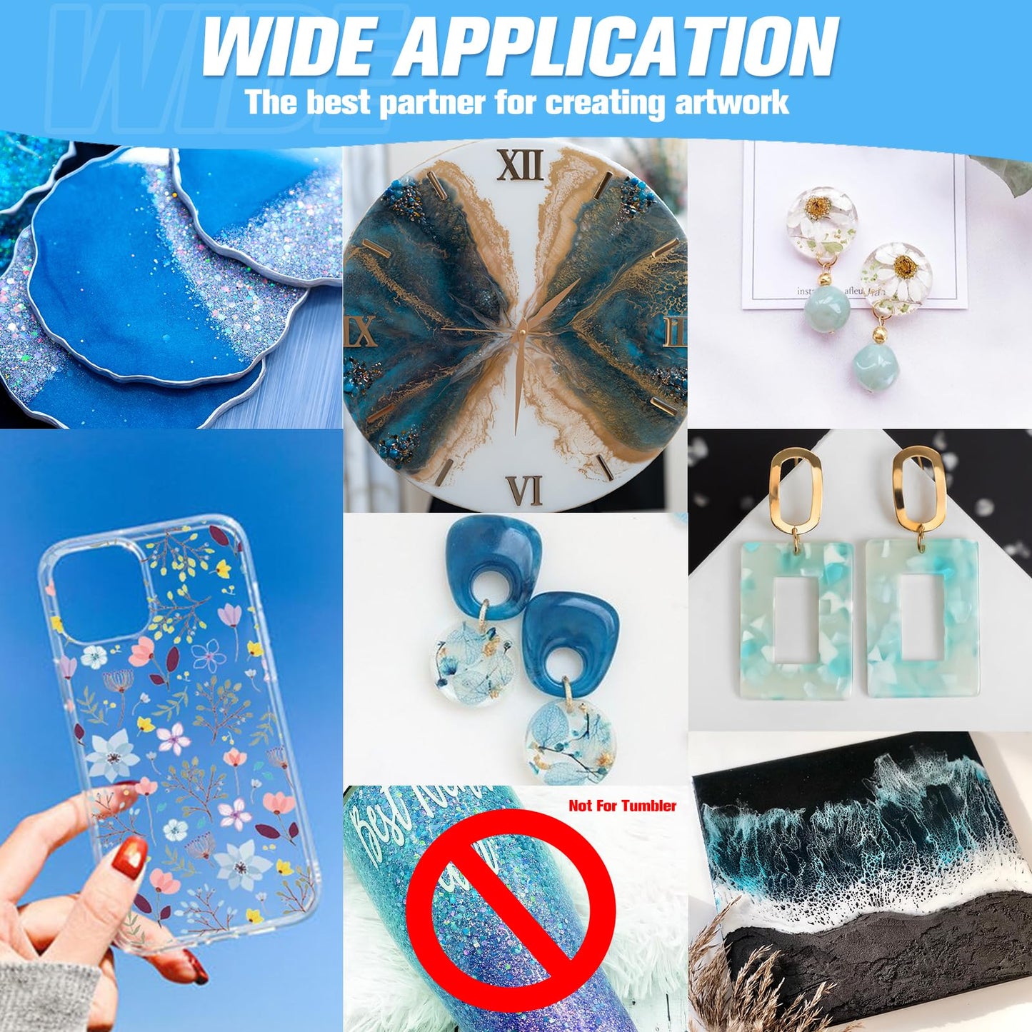 Crystal Clear Epoxy Resin: 34oz Kit, Yellowing Resistant, Fast Curing for Casting, Coating, Art, DIY, Craft, Jewelry, Wood, Table - 2 Part(17oz Resin and 17oz Hardener)