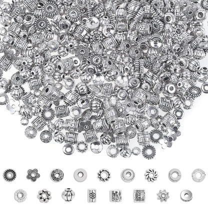Metal Spacer Beads for Making Bracelet, Necklace, Jewelry Making and Findings Accessories, 900Pcs, Silver