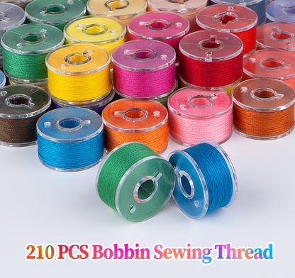 210 Pcs Prewound Bobbin Thread, 36 Colors Sewing Thread, Polyester Thread, SizeA Class15 Bobbin Singer/Brother/Janome/Embroidery Machine