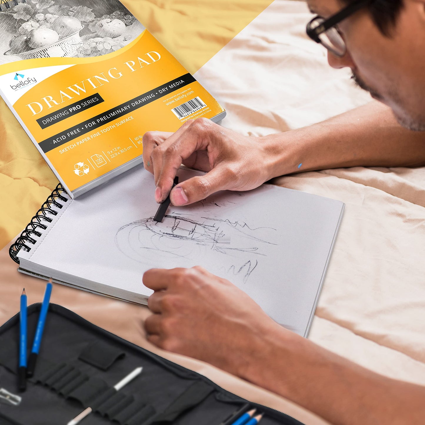 3 x Drawing Paper Pads 9” x 12” | 300 Sheets | 60lbs 85g | Acid Free Sketchbook Paper for Dry Media | Top Spiral Bound Sketchpad for Kids, Beginners, Artists & Professionals