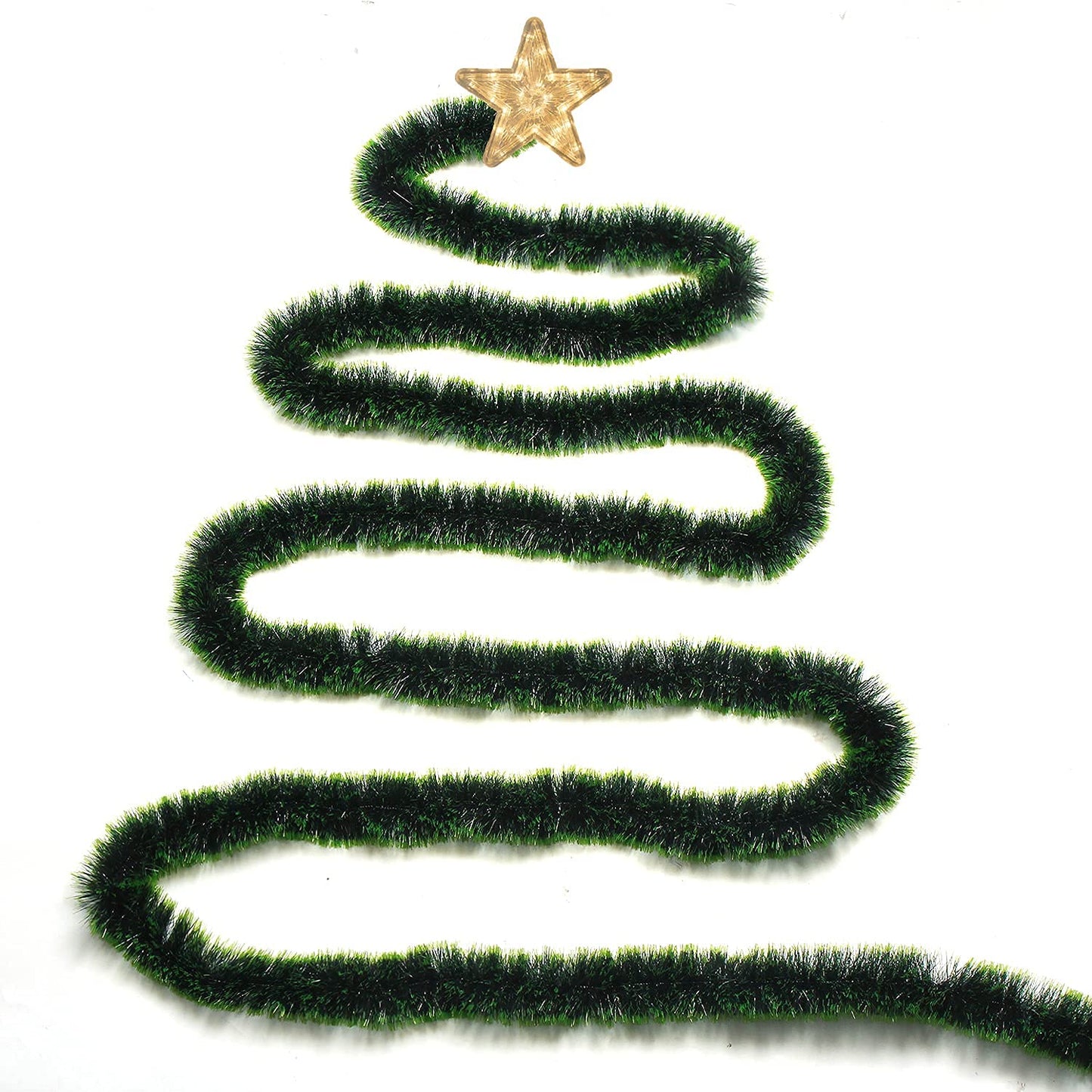 32.8 Ft Christmas Tinsel Garland,Dark Green Glittering Decoration for Xmas Tree Party Wedding Supplies