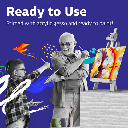 Canvases for Painting - Pack of 12, 8 x 10 Inch Blank White Canvas Boards - 100% Cotton Art Panels for Oil, Acrylic & Watercolor Paint