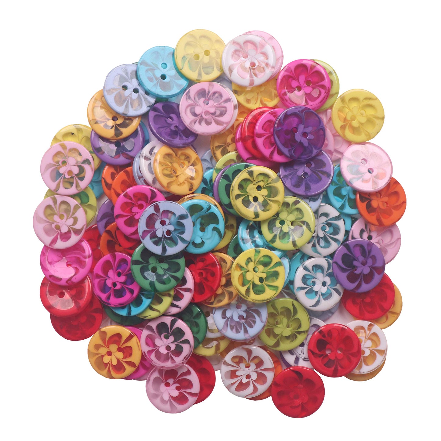 200 Pcs Mixed Resin Flowers Button/Sewing Lots Buttons 2 Hole Baby Sewing DIY Crafts Children's Manual Button Painting, DIY Handmade Ornament