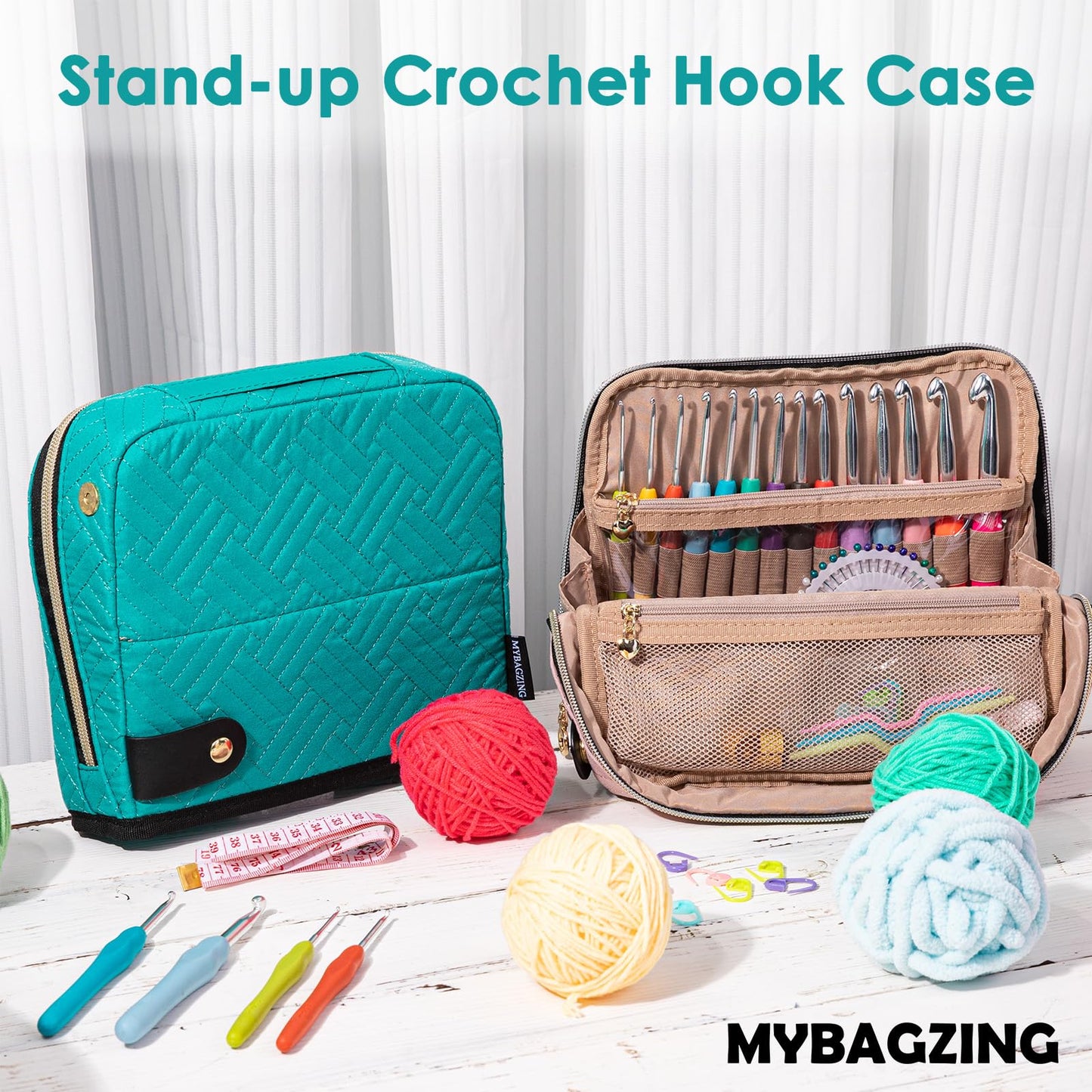 Empty Crochet Hook Case - Crochet Hook Organizer Case Stand Up (Upgraded) -Corchet Organizer - Crochet Hook Holder for Knitting & Crochet Supplies, Crochet Needles, Crochet Accessories