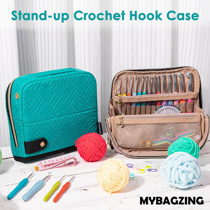 Empty Crochet Hook Case - Crochet Hook Organizer Case Stand Up (Upgraded) -Corchet Organizer - Crochet Hook Holder for Knitting & Crochet Supplies, Crochet Needles, Crochet Accessories