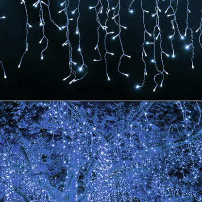 360 LED Christmas Icicle Lights, 29.5 FT 8 Modes Curtain Fairy Lights with 60 Drops, Connectable Xmas String Lights for Outside Holiday Wedding Party Decorations (White)