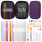 54 Pcs Crochet Hooks Set, Crochet Needles Set with Purple Storage Case, Ergonomic Knitting Needles Blunt Needles Stitch Marker DIY Hand Knitting Craft Art Tools for Beginners
