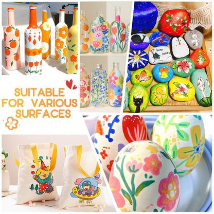 30 Colors Dual Tip Acrylic Paint Markers Pens- Premium Acrylic Paint Markers, Brush & Round Tips, Quick-Drying - for Rock, Canvas, Ceramic, Wood (30 Colors)