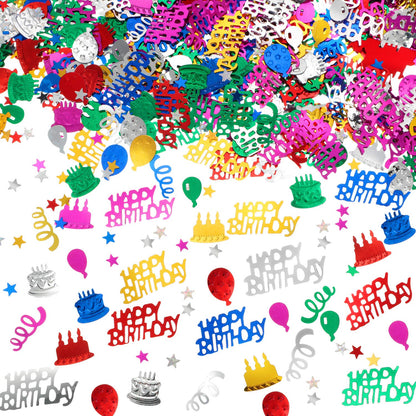 3000 Pieces Happy Birthday Confetti Birthday Cake Confetti Metallic Foil Balloon Table Scatter Decorations for Party, Baby Shower, DIY Arts and Crafting