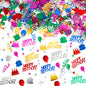 3000 Pieces Happy Birthday Confetti Birthday Cake Confetti Metallic Foil Balloon Table Scatter Decorations for Party, Baby Shower, DIY Arts and Crafting