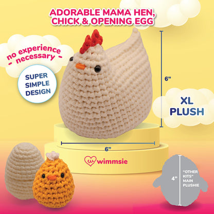 Crochet Animal Kit for Beginners - Easy Beginner Crochet Kit for Kids - Amigurumi Chicken Chick & Egg - 3 Kawaii Stuffed Animals - Cute DIY Yarn Plush