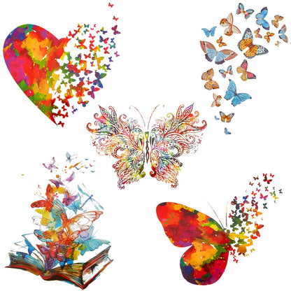 5 Pieces Butterfly Iron on Patches Heat Transfer Colorful Cute Stickers Washable DIY Iron on Transfer Decals for T-Shirt Jeans Backpacks Families Clothing Hat DIY Applique, 5 Styles