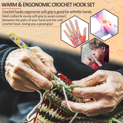 Warm Crochet Hooks for Grandmother, Art Aluminum Soft Grip Crochet Needles for Crocheting, Knitting Hook for Crochet Yarn Craft - Premium Knitting & Crochet Supplies