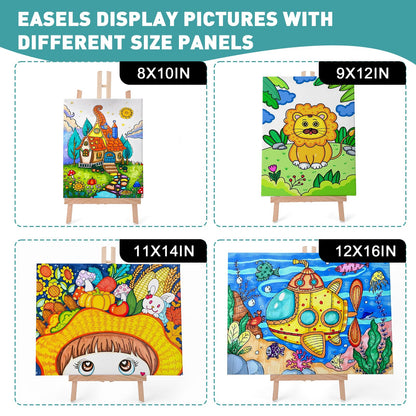 2Pack16in Tabletop Easel,Tabletop Easel for Painting Party, Wooden Tabletop Display Easels,Painting Easel for Displaying Canvases, Photos, Display Tripod Holder Stand for Students Kids